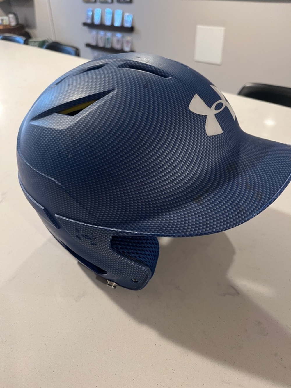 Under Armour Blue Textured Batting Helmet with White Logo